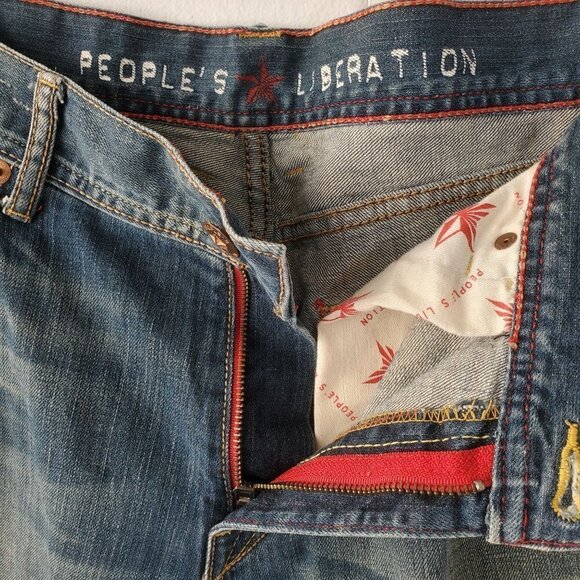 Peoples Liberation Jeans Anton Relaxed Boot Cut Distressed Med Wash Mens 38 x 33 - Picture 1 of 11